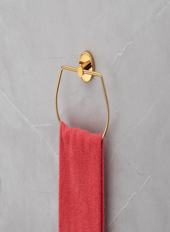 آي ستار حلقة مناشف دائرية من الفولاذ المقاوم للصدأ من الدرجة 202 من iSTAR | ملحقات حمام تُثبت على الحائط | حامل مناشف يد ومناديل متين للمطبخ، حوض الغسيل، المنزل والفنادق (ذهبي) - Image 4